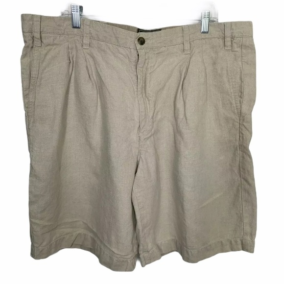 Eddie Baurer Mens 100% Linen Shorts Tan Size 42 - Picture 1 of 3